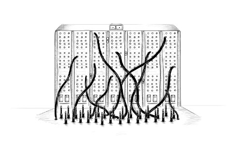 Illustration showing a telephone switchboard